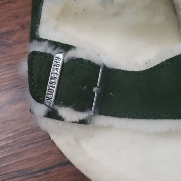 NWT Birkenstock Green Suede Leather Lamb Shearling Arizona Wide Footbed Size 43 main image 4